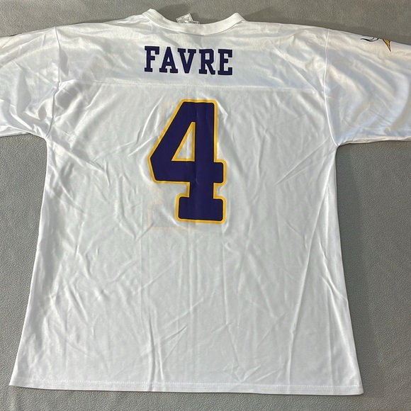 NFL Favre 4 MN Vikings Brett Favre Minnesota Jersey Mens Size L White New - Picture 2 of 10
